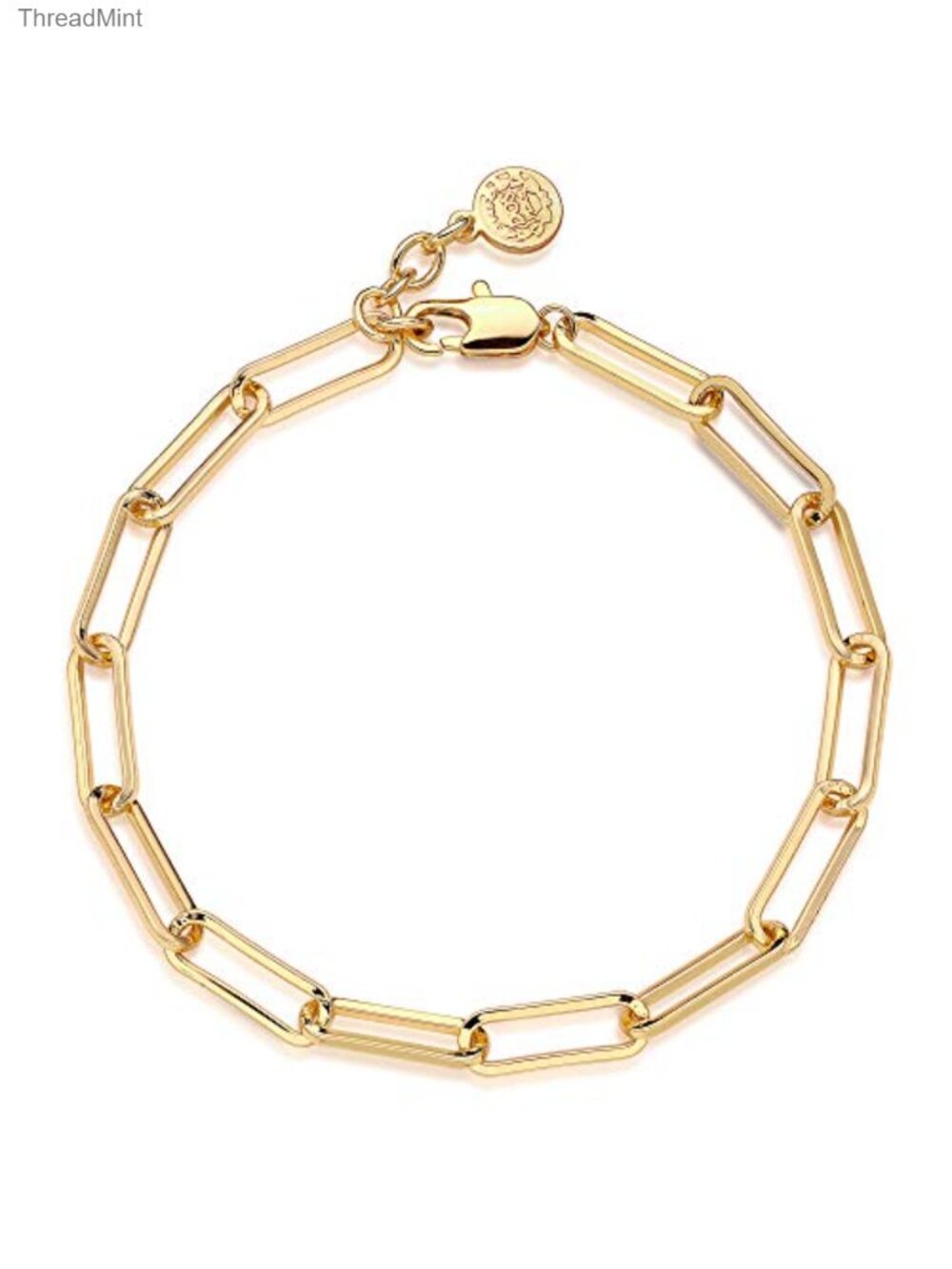 Dainty Oval Paper Clip Link Chain Bracelet 18K Gold Plated Chunky Radial Rolo